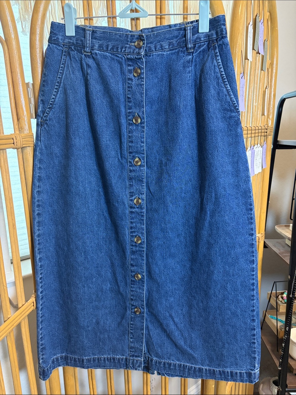 Vintage Cabin Creek Dark Blue Button-Front Denim Skirt